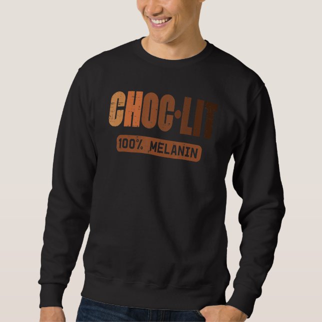 Choc Lit Melanin Svart Stolthet Historia BHM Afrik Lång Ärmad Tröja (Framsida)