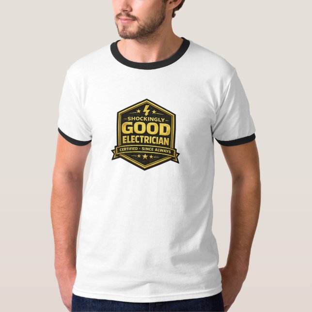 Chock bra elektriker guldmärkescertifierad t shirt (Framsida)