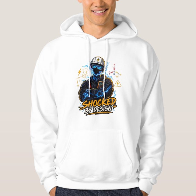 Chockad av design högspänningselektroingenjör hoodie (Framsida)
