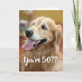 Chockad Golden Retriever Hund 50:e födelsedagen Kort