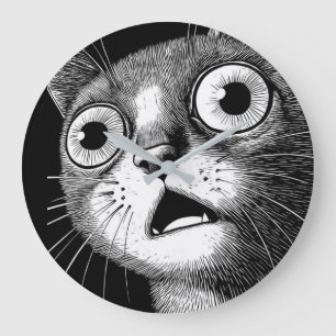 Chockad katt minimalistisk svart-vit klocka