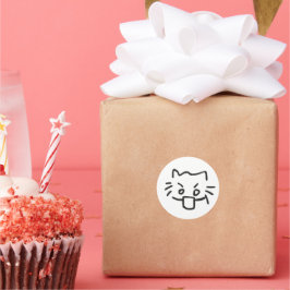 chockad katt runt klistermärke