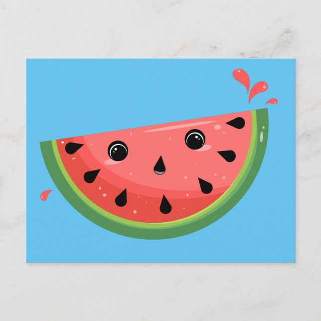 Chockad Kawaii Watermelon Vykort (Framsida)