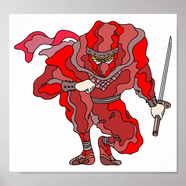 Chockerande, lysande röd spektakel. Cyberninja. Poster (Framsidan)