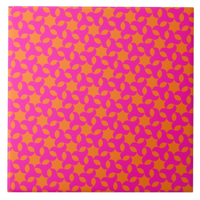 Chockerande Rosa och Orange Islamiska geometriska  Kakelplatta (Framsidan)