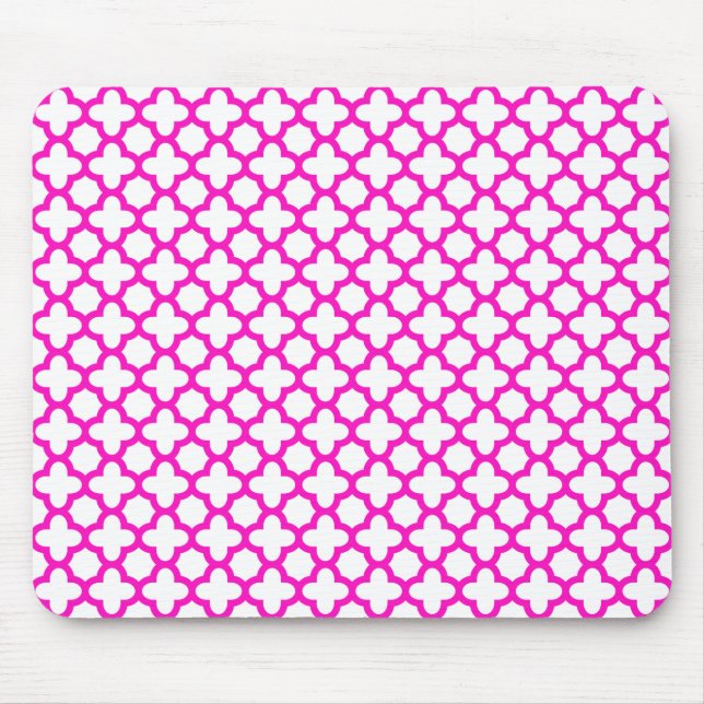 Chockerande Rosa Quatrefoil Mönster Musmatta (Framsidan)