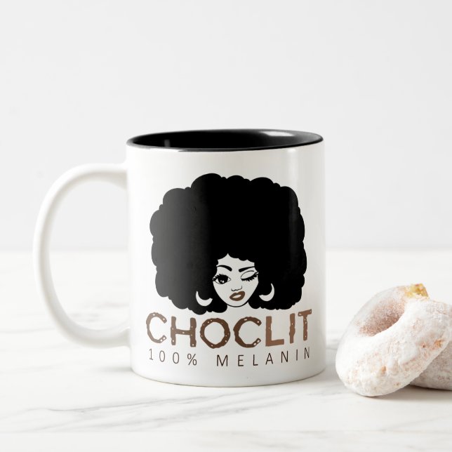 Choclit Black Woman Afro Två-Tonad Mugg (Med munk)