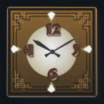 Choco art deco fyrkantig klocka<br><div class="desc">Underbar och högkvalitativ utformning. Du kommer att kärlek det som andra. Du kan fritt använda den här designen för andra produkter som du gillar eller lägga till text. Tack.</div>