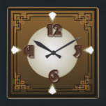 Choco art deco fyrkantig klocka<br><div class="desc">Underbar och högkvalitativ utformning. Du kommer att kärlek det som andra. Du kan fritt använda den här designen för andra produkter som du gillar eller lägga till text. Tack.</div>