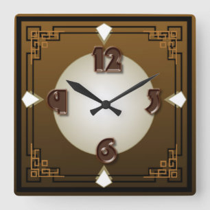 Choco art deco fyrkantig klocka