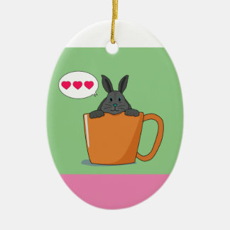 Choco Bunny säger "Hi" jul Ceramic Ornament