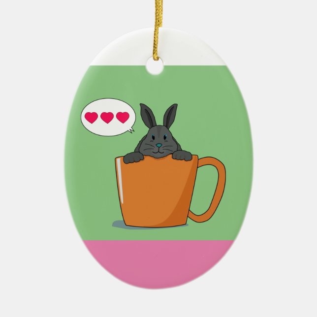 Choco Bunny säger "Hi" jul Ceramic Ornament (Framsidan)