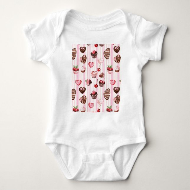 Choco Heart Baby Body Kostym T Shirt (Framsida)