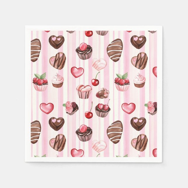 Choco Heart Papper Napkins Pappersservett (Framsidan)