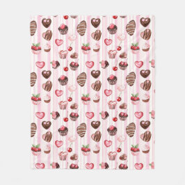 Choco Heart Valentines Fleece Blanket