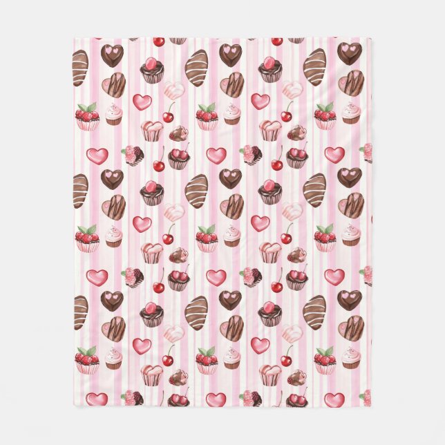 Choco Heart Valentines Fleece Blanket (Framsidan)