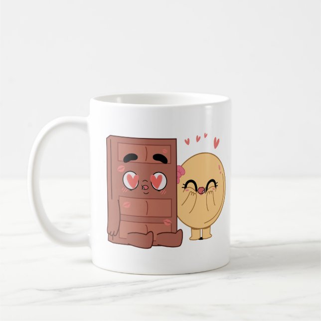 Choco och Pancake Par Kärlek Valentine Matching Kaffemugg (Vänster)