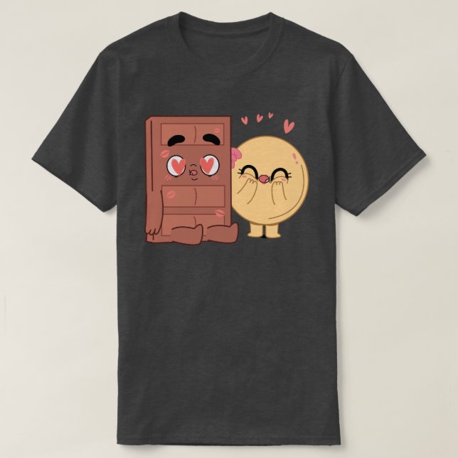 Choco och Pancake Par Kärlek Valentine Matching T Shirt (Design framsida)