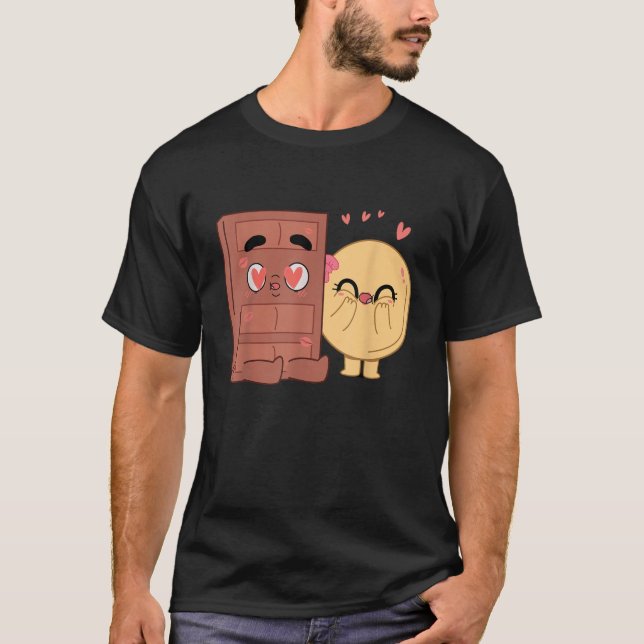 Choco och Pancake Par Kärlek Valentine Matching T Shirt (Framsida)