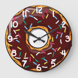 Chocolare Glazed Dounut med Sprinkles Stor Klocka