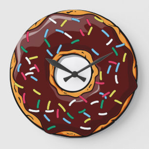 Chocolare Glazed Dounut med Sprinkles Stor Klocka