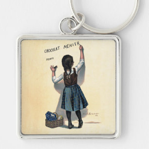 Chocolat Child Writer Wall Victorian Art Fyrkantig Silverfärgad Nyckelring