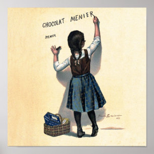 Chocolat Child Writer Wall Victorian Art Poster