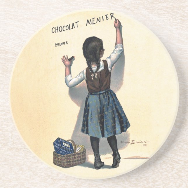Chocolat Child Writer Wall Victorian Art Underlägg Sandsten (Framsidan)