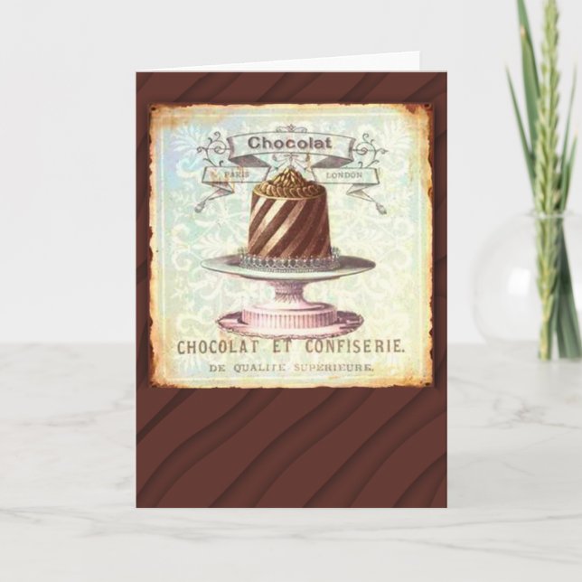 Chocolat et Confiserie vintageetikett Kort (Framsida)