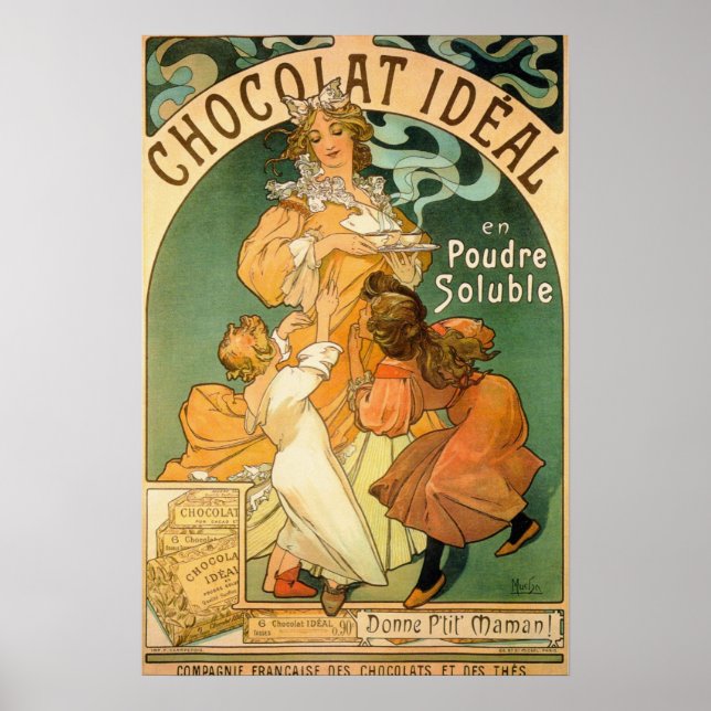 Chocolat Idéal Advertising av Alfons Mucha Poster (Framsidan)