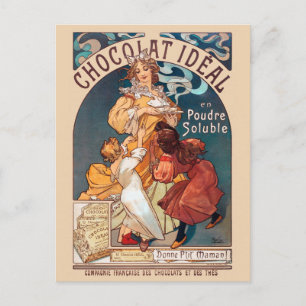 Chocolat idéal Frankrike Art Nouveau Vintage Väggk Vykort