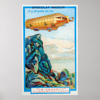 Chocolat Masson Ad med Zeppelin Airship Poster