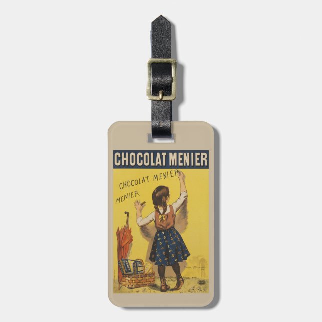 Chocolat Menier Little Girl Wall Writing Bagagebricka (Vertikal Framsida)