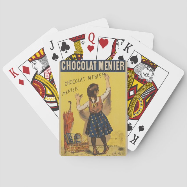 Chocolat Menier Little Girl Wall Writing Casinokort (Baksidan)