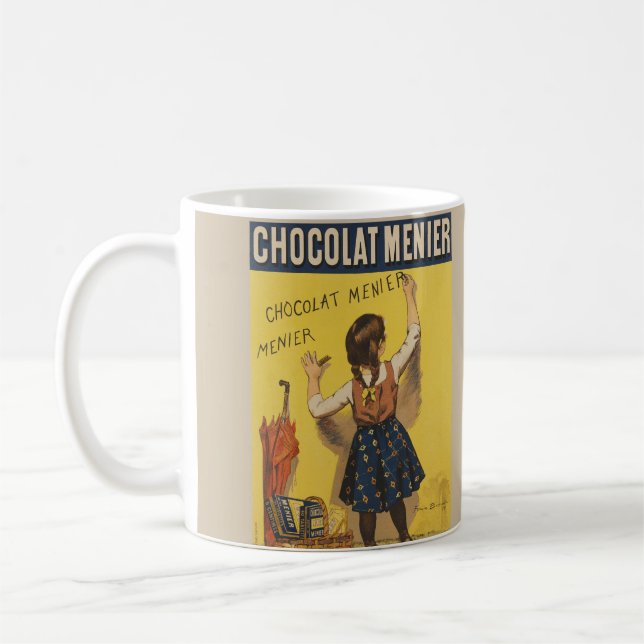 Chocolat Menier Little Girl Wall Writing Kaffemugg (Vänster)