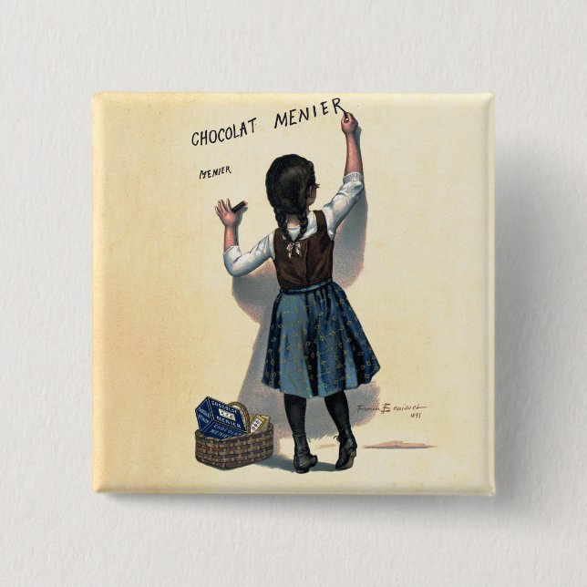 Chocolat Menier Little Girl Wall Writing Knapp (Framsida)