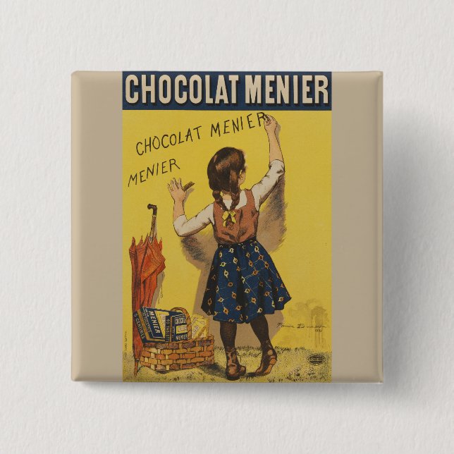 Chocolat Menier Little Girl Wall Writing Knapp (Framsida)