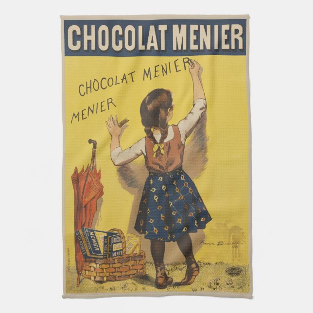 Chocolat Menier Little Girl Wall Writing Kökshandduk (Vertikal)