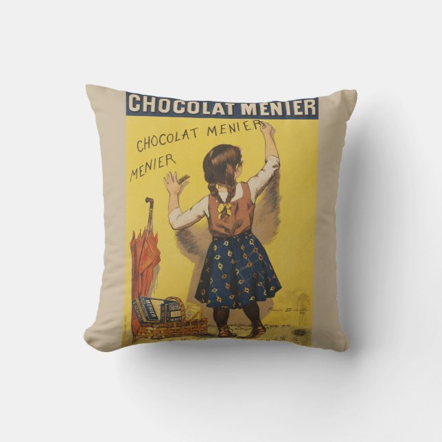 Chocolat Menier Little Girl Wall Writing Kudde (Framsida)
