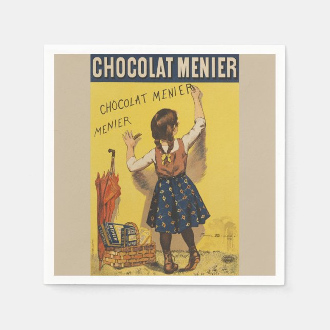 Chocolat Menier Little Girl Wall Writing Pappersservett (Framsidan)