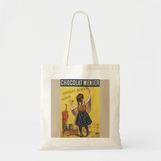 Chocolat Menier Little Girl Wall Writing Tygkasse (Framsidan)