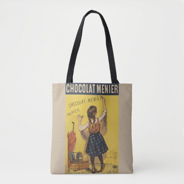 Chocolat Menier Little Girl Wall Writing Tygkasse (Framsida)