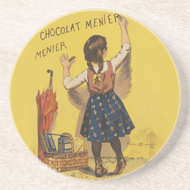 Chocolat Menier Little Girl Wall Writing Underlägg (Framsidan)