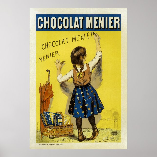 Chocolat Menier Vintage Fransk Advertising Poster (Framsidan)