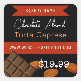 Chocolate Almond Torta Caprese Square Sticker Fyrkantigt Klistermärke