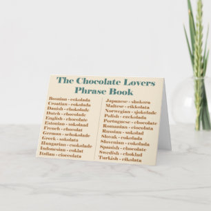 Chocolate Älskare Phrase Bok Kort