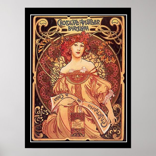 Chocolate Amatller Vintage affisch alphons mucha (Framsidan)