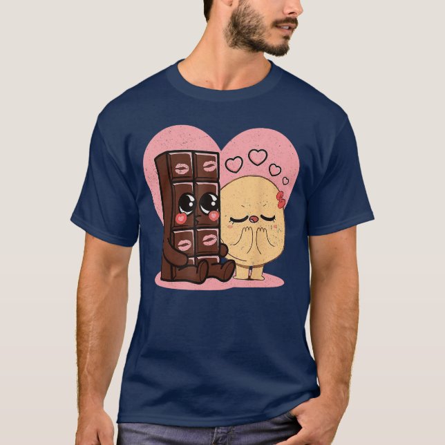 Chocolate and pancakes couples love sweet romc vin t shirt (Framsida)