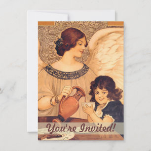 Chocolate Angel Fransk Antik Inbjudningar