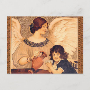 Chocolate Angel Fransk Antik Vykort